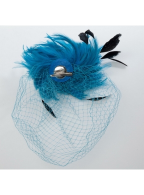 White Feather Elegant Net Yarn Briadl Hat with Imitation Pearls