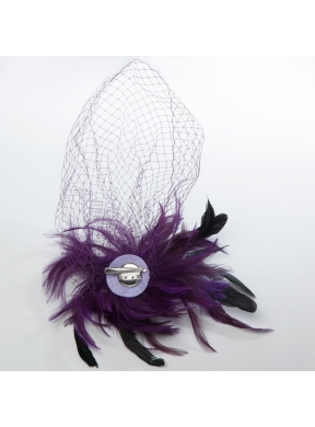 White Feather Elegant Net Yarn Briadl Hat with Imitation Pearls