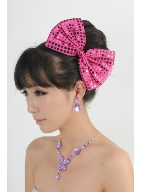 Alloy With Elegant Rhinestone Jewelry Set Including Necklace And Colorful Bowknot