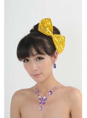 Alloy With Elegant Rhinestone Jewelry Set Including Necklace And Colorful Bowknot