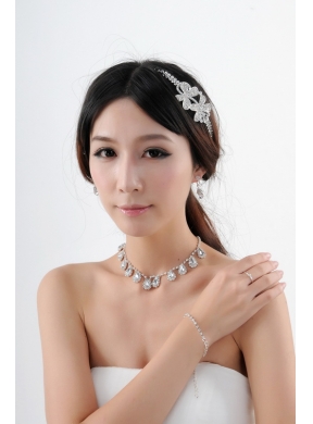 Beautiful Crown with Jewelry Set Including Necklace And Earrings