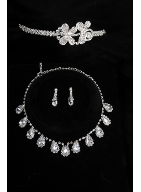 Beautiful Crown with Jewelry Set Including Necklace And Earrings