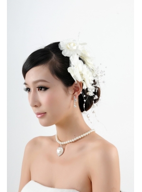 Charming Jewelry Set with Headpiece Immitation Pearl Necklace And Earrings