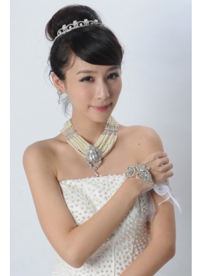 Elegant Alloy With Pearl/Rhinestone Women Jewelry Sets