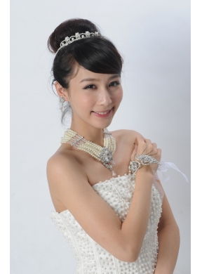 Elegant Alloy With Pearl/Rhinestone Women Jewelry Sets