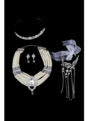 Elegant Alloy With Pearl/Rhinestone Women Jewelry Sets