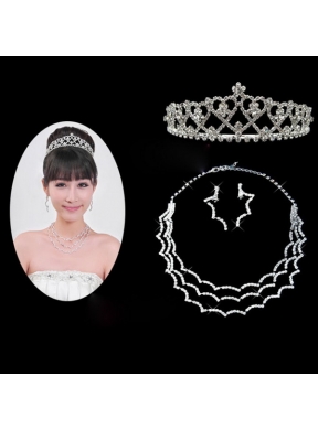 Elegant Alloy With Rhinestone Ladies  Necklace and Tiara