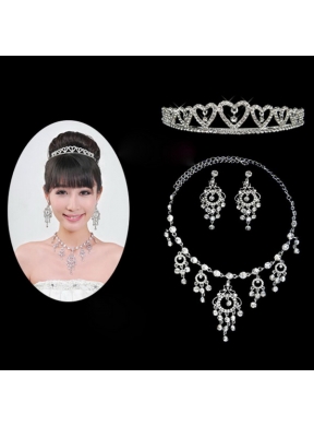 Elegant Alloy With Rhinestone Ladies  Necklace and Tiara