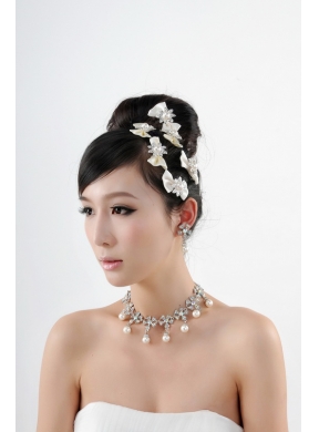 Elegant Pearl Necklace And Earrings Wedding Jewelry Set