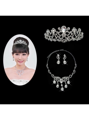 Gorgeous Alloy With Rhinestone Ladies  Necklace and Head piece