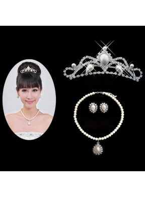 Gorgeous Alloy With Rhinestone Ladies  Necklace and Tiara