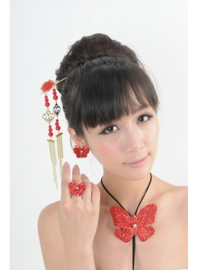 Gorgeous Red Vintage Style Alloy Ladies Jewelry Sets