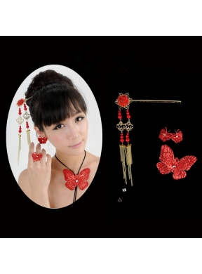 Gorgeous Red Vintage Style Alloy Ladies Jewelry Sets