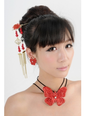 Gorgeous Red Vintage Style Alloy Ladies Jewelry Sets