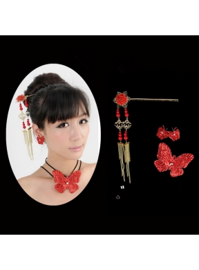 Gorgeous Red Vintage Style Alloy Ladies Jewelry Sets