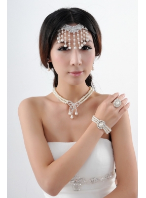 Gorgeous Wedding Jewelry Set Including Necklace Earrings and Ring