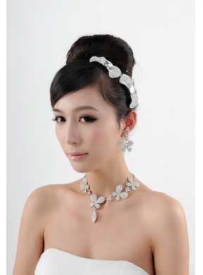 Lovely Bowknot and Butterfly Necklace And Earrings Jewelry Set