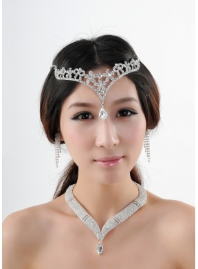 Princess Rhinestone Jewelry Set Including Necklace Tiara And Earrings