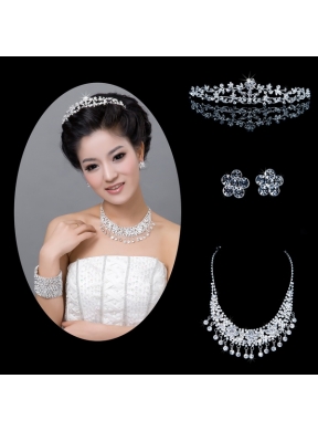 Shimmering Alloy With Rhinestone Ladies Jewelry Sets