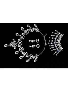 Dazzling Alloy Jewelry Set Necklace And Headpiece