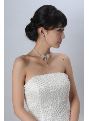 Dreamlike Artistic Crystal Necklace Bracele And Hair Bowknot