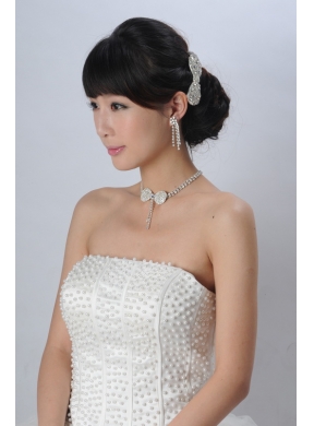 Dreamlike Artistic Crystal Necklace Bracele And Hair Bowknot