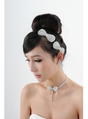 Dreamlike Artistic Crystal Necklace Bracele And Hair Bowknot