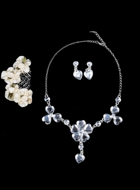 Gorgeous Dazzling Rhinestone Jewelry Set Necklace And Headflower