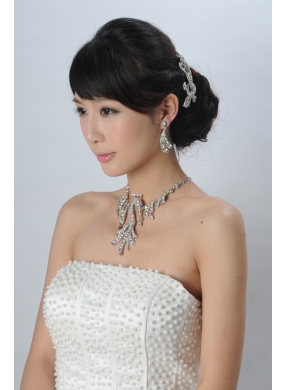 Round shaped Rotary Crystal Jewelry Set Including Necklace And Headpiece