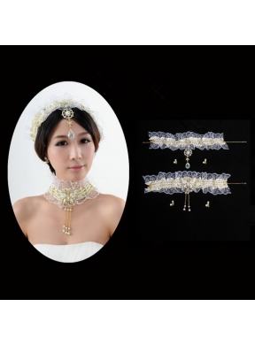 Vintage Style Marvelous Pear Jewelry Set Necklace And Headpiece