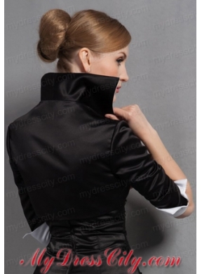 Black High Neck  Satin Popular Jacket with 3/4 Sleeves