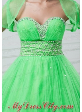 Exquisite Open Front Organza Spring Green Quinceanera Jacket For 2014