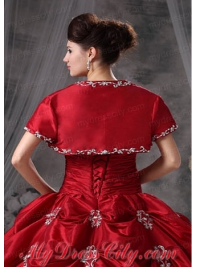 Beautiful Open Front Red Quinceanera Jacket with Appliques