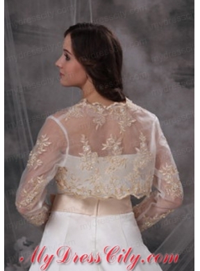 Champagne Long Sleeves Jacket With Embroidery