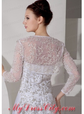 Embroidery 3/4 Sleeves Jacket With Lace