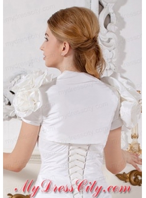 Gorgeous Hand Made Flowers Jacket in White