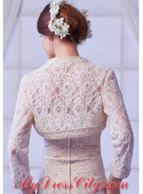 2014 Champagne Long Sleeves Jacket With Lace