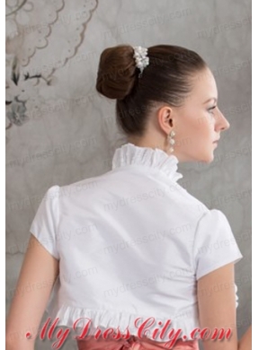 Elegant Short Sleeves Quinceanera Jacket in White