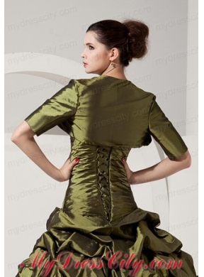 Inexpensive Olive Green Quinceanera Jacket with Short Sleeves