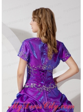 Unique and Affordable Open Front Quinceanera Jacket in Purple For 2015