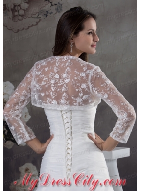 White Long Sleeves  Jacket With Lace