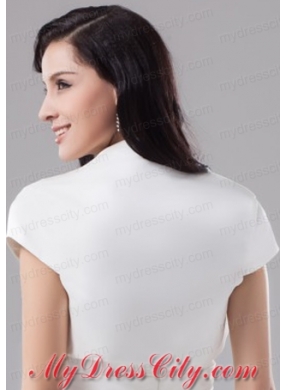 White Taffeta Short Sleeves White Jacket for Wedding Party