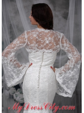 Unique Long Sleeves White Jacket With Lace