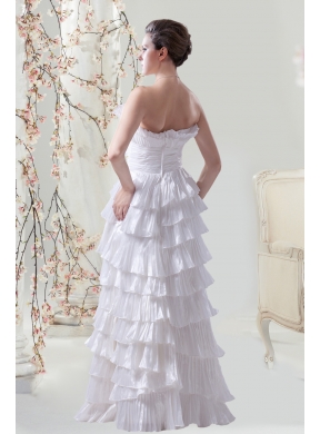 Cheap Pleat Column Floor Length Wedding Dress with Strapless