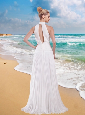 Gorgeous Empire High Neck Wedding Dress with Pleat