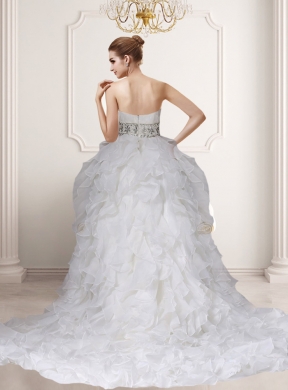 Romantic A Line 2015 Beading and Ruffles Wedding Dress with Sweetheart