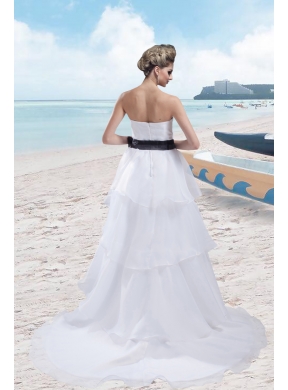 A Line Strapless Court Train Cheap Wedding Dress for 2014