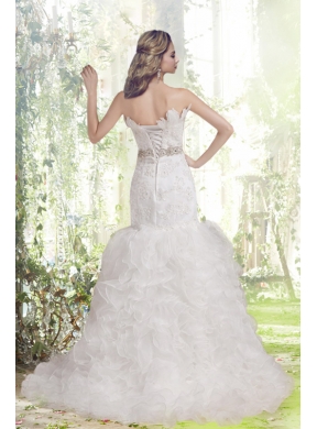 Beautiful Mermaid Court Train Wedding Dress with Beading