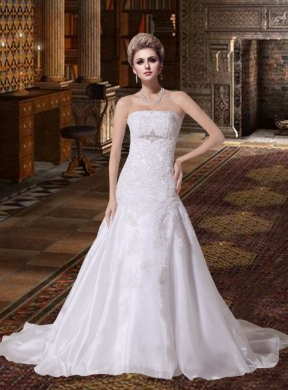 Cheap Mermaid Strapless Wedding Dresses Court Train