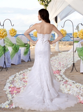 Fashionable Mermaid Sweetheart Sweep Wedding Dress with Lace